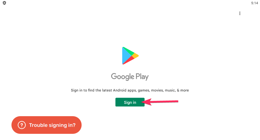 Sign in Play Store app